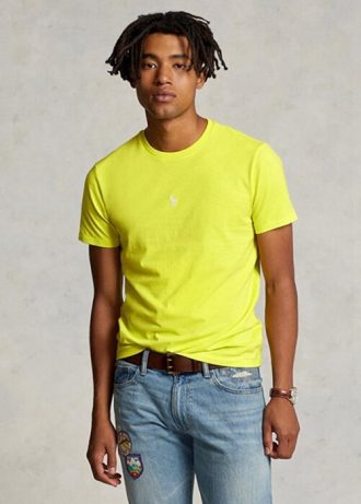 Keltainen miesten Ralph Lauren mukautetut Slim Fit Crewneck T-paidat