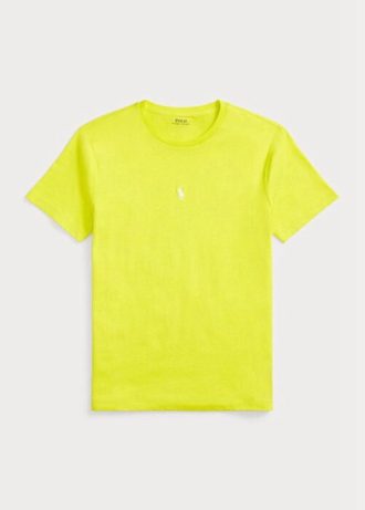 Keltainen miesten Ralph Lauren mukautetut Slim Fit Crewneck T-paidat