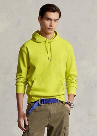 Keltainen miesten Ralph Lauren tuplaneulottu huppari