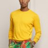 Keltaiset miesten Ralph Lauren Cotton Crewneck -neulepuserot Keltaiset miesten Ralph Lauren Cotton Crewneck -neulepuserot