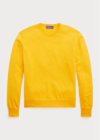 Keltaiset miesten Ralph Lauren Cotton Crewneck -neulepuserot Keltaiset miesten Ralph Lauren Cotton Crewneck -neulepuserot