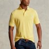 Keltaiset miesten Ralph Lauren mukautetut Slim Fit mesh poolopaidat Keltaiset miesten Ralph Lauren mukautetut Slim Fit mesh poolopaidat