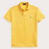 Keltaiset miesten Ralph Lauren mukautetut Slim Fit mesh poolopaidat Keltaiset miesten Ralph Lauren mukautetut Slim Fit mesh poolopaidat