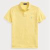 Keltaiset miesten Ralph Lauren mukautetut Slim Fit mesh poolopaidat Keltaiset miesten Ralph Lauren mukautetut Slim Fit mesh poolopaidat