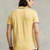 Keltaiset miesten Ralph Lauren mukautetut Slim Fit mesh poolopaidat Keltaiset miesten Ralph Lauren mukautetut Slim Fit mesh poolopaidat