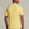 Keltaiset miesten Ralph Lauren mukautetut Slim Fit mesh poolopaidat Keltaiset miesten Ralph Lauren mukautetut Slim Fit mesh poolopaidat