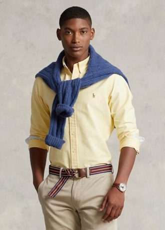 Keltaiset miesten Ralph Lauren Slim Fit Oxford paidat
