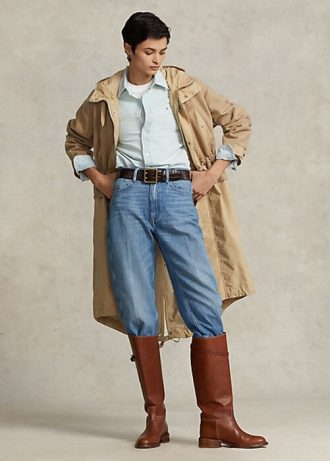 Keltaiset naisten Ralph Lauren -hupulliset pitkät kenttätakit