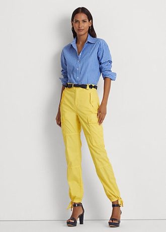 Keltaiset naisten Ralph Lauren höyhenpainoiset Twill Cargo -nilkkahousut