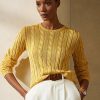Keltaiset naisten Ralph Lauren kaapelineulotut silkki neulepuserot Keltaiset naisten Ralph Lauren kaapelineulotut silkki neulepuserot