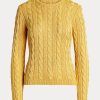 Keltaiset naisten Ralph Lauren kaapelineulotut silkki neulepuserot Keltaiset naisten Ralph Lauren kaapelineulotut silkki neulepuserot