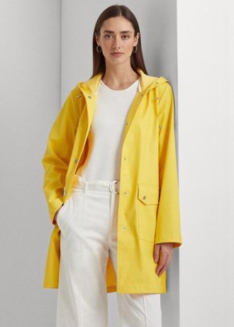 Keltaiset naisten Ralph Lauren vedenpitävät hupulliset sadetakit