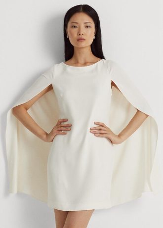 Kermanvärinen naisten Ralph Lauren Cape Georgette -cocktailmekko Kermanvärinen naisten Ralph Lauren Cape Georgette -cocktailmekko