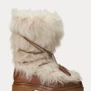 Kermanvärinen naisten Ralph Lauren Celia Shearling & Kiillotetut nahkasaappaat Kermanvärinen naisten Ralph Lauren Celia Shearling & Kiillotetut nahkasaappaat