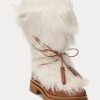Kermanvärinen naisten Ralph Lauren Celia Shearling & Kiillotetut nahkasaappaat Kermanvärinen naisten Ralph Lauren Celia Shearling & Kiillotetut nahkasaappaat