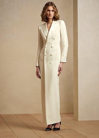 Kermanvärinen naisten Ralph Lauren Kristian Silk Tuxedo -mekko Kermanvärinen naisten Ralph Lauren Kristian Silk Tuxedo -mekko