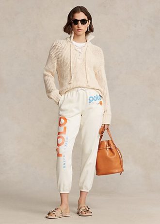 Kermanvärinen naisten Ralph Lauren -logo & Wave Graphic -fleece-swetarihousut