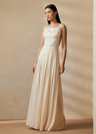 Kermanvärinen naisten Ralph Lauren Talbert Crepe-back-Satin iltapuku Kermanvärinen naisten Ralph Lauren Talbert Crepe-back-Satin iltapuku