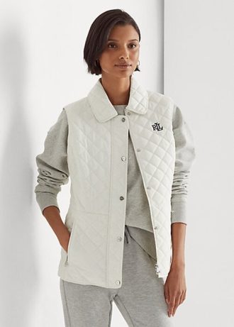 Kermanvärinen naisten Ralph Lauren timanttitikattu liivi Kermanvärinen naisten Ralph Lauren timanttitikattu liivi