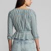 Kermanvärinen / sininen naisten Ralph Lauren Gingham Voile Peplum -puseropaidat Kermanvärinen / sininen naisten Ralph Lauren Gingham Voile Peplum -puseropaidat