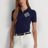 Kermanväriset / laivastonsiniset naisten Ralph Lauren -kaksisävyiset puuvillaneulepuserot Kermanväriset / laivastonsiniset naisten Ralph Lauren -kaksisävyiset puuvillaneulepuserot