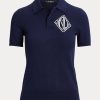Kermanväriset / laivastonsiniset naisten Ralph Lauren -kaksisävyiset puuvillaneulepuserot Kermanväriset / laivastonsiniset naisten Ralph Lauren -kaksisävyiset puuvillaneulepuserot