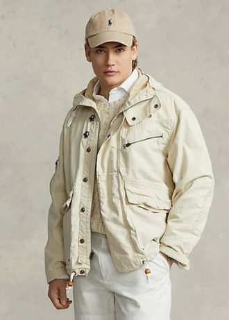 Kermanväriset miesten Ralph Lauren Herringbone -hupulliset takit