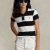 Kermanväriset / mustat naisten Ralph Lauren Slim Fit kaapelineulotut poolopaidat Kermanväriset / mustat naisten Ralph Lauren Slim Fit kaapelineulotut poolopaidat