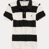 Kermanväriset / mustat naisten Ralph Lauren Slim Fit kaapelineulotut poolopaidat Kermanväriset / mustat naisten Ralph Lauren Slim Fit kaapelineulotut poolopaidat