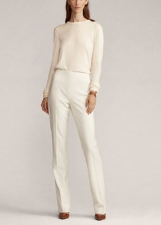 Kermanväriset naisten Ralph Lauren Alandra Wool Crepe -housut