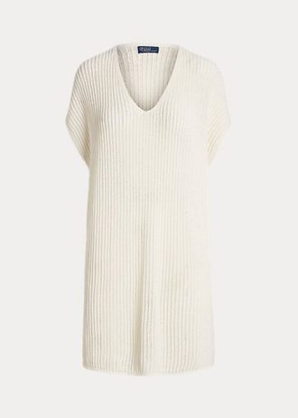 Kermanväriset naisten Ralph Lauren avoommeliset merinovilla-tunikapuserot