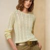 Kermanväriset naisten Ralph Lauren Cable-Knit Silk Crewneck -neulepuserot Kermanväriset naisten Ralph Lauren Cable-Knit Silk Crewneck -neulepuserot
