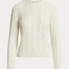 Kermanväriset naisten Ralph Lauren Cable-Knit Silk Crewneck -neulepuserot Kermanväriset naisten Ralph Lauren Cable-Knit Silk Crewneck -neulepuserot