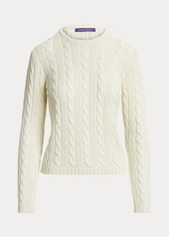 Kermanväriset naisten Ralph Lauren Cable-Knit Silk Crewneck -neulepuserot