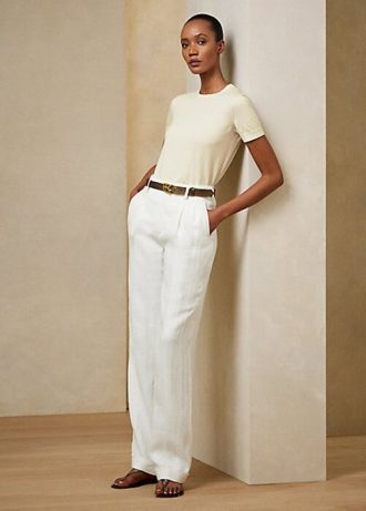 Kermanväriset naisten Ralph Lauren Cashmere Jersey lyhythihaiset villapaidat