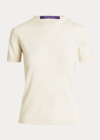 Kermanväriset naisten Ralph Lauren Cashmere Jersey lyhythihaiset villapaidat