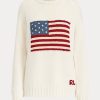 Kermanväriset naisten Ralph Lauren Flag Cashmere -neulepuserot