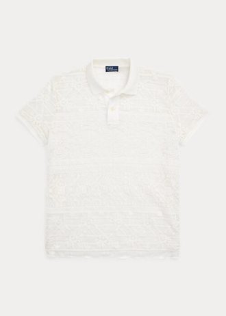 Kermanväriset Naisten Ralph Lauren Geometric-Pitsi poolopaidat Kermanväriset Naisten Ralph Lauren Geometric-Pitsi poolopaidat