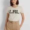Kermanväriset naisten Ralph Lauren helmilogoiset jersey-t-paidat