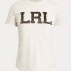 Kermanväriset naisten Ralph Lauren helmilogoiset jersey-t-paidat