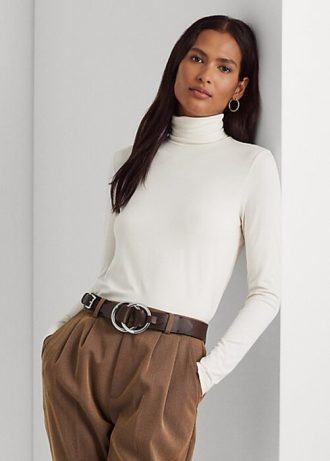 Kermanväriset Naisten Ralph Lauren Jersey T-paidat Kermanväriset Naisten Ralph Lauren Jersey T-paidat