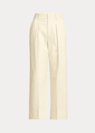 Kermanväriset naisten Ralph Lauren kaksipuoliset joustavat puuvillaiset nilkkahousut