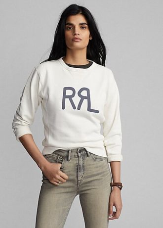 Kermanväriset naisten Ralph Lauren -logoiset ranskalaiset Terry Crewneck -puserot
