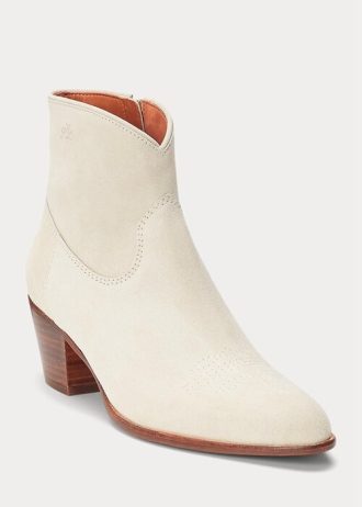 Kermanväriset naisten Ralph Lauren Lucille Calfskin-mokkanahkasaappaat