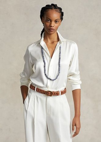 Kermanväriset Naisten Ralph Lauren Mulberry Silkkipaidat Kermanväriset Naisten Ralph Lauren Mulberry Silkkipaidat