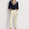Kermanväriset naisten Ralph Lauren Paint-Splatter Denim Carpenter Farkut Kermanväriset naisten Ralph Lauren Paint-Splatter Denim Carpenter Farkut