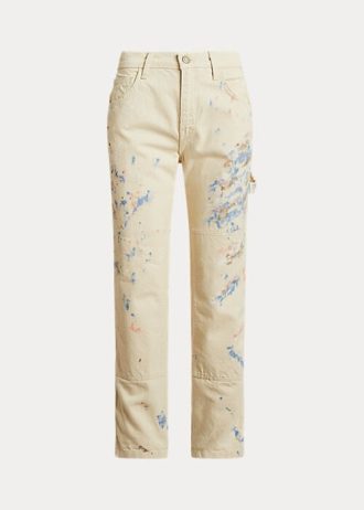 Kermanväriset naisten Ralph Lauren Paint-Splatter Denim Carpenter Farkut Kermanväriset naisten Ralph Lauren Paint-Splatter Denim Carpenter Farkut