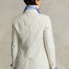 Kermanväriset naisten Ralph Lauren Pinstripe puuvilla-pellava-villa bleiserit Kermanväriset naisten Ralph Lauren Pinstripe puuvilla-pellava-villa bleiserit
