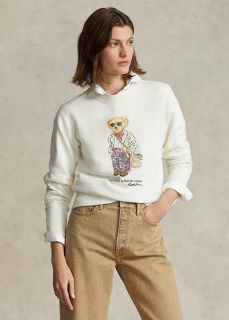Kermanväriset naisten Ralph Lauren Polo Bear Fleece Crewneck collegepaidat