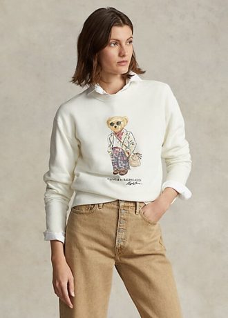 Kermanväriset naisten Ralph Lauren Polo Bear Fleece Crewneck collegepaidat